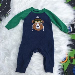Carter’s fleece navy and green one piece